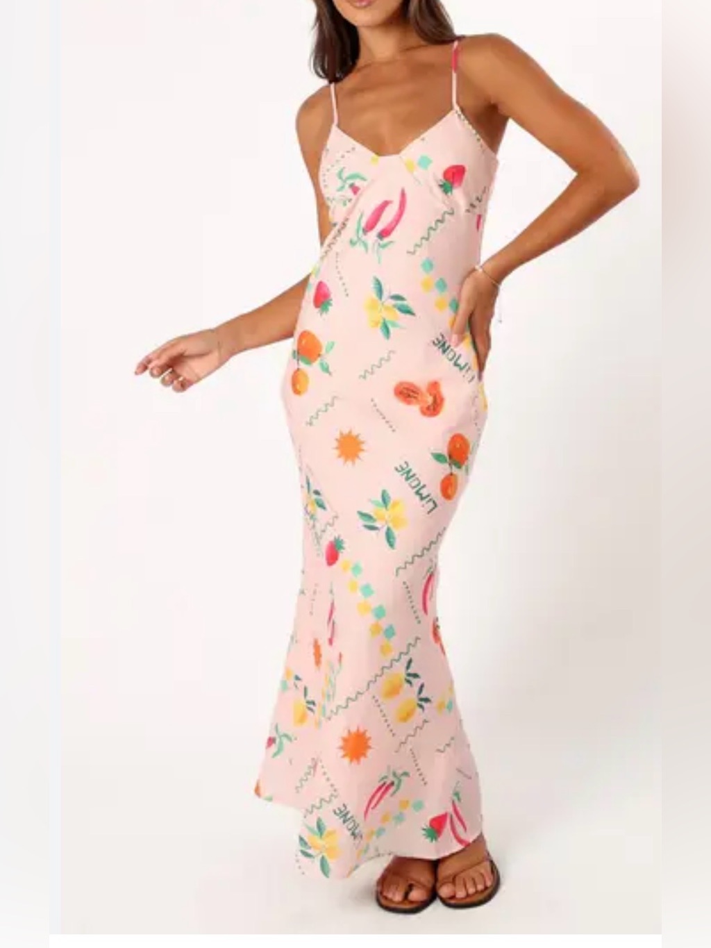 Petal & Pup Frutti Satin Maxi Peach Slipdress